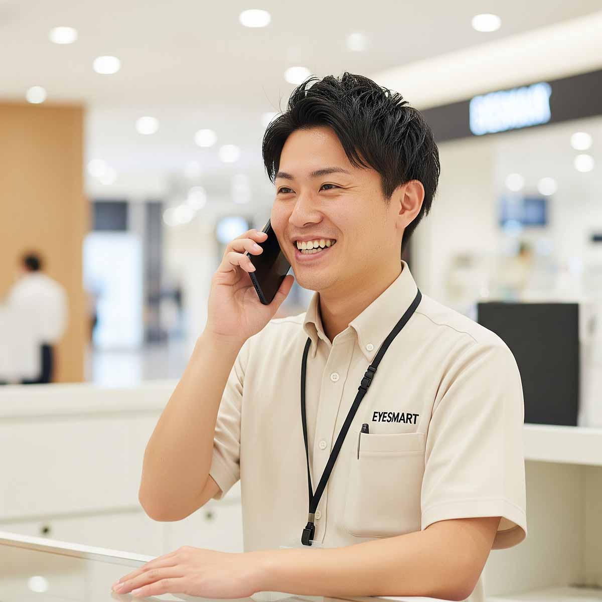 お客様に修理の見積もり結果を報告している様子