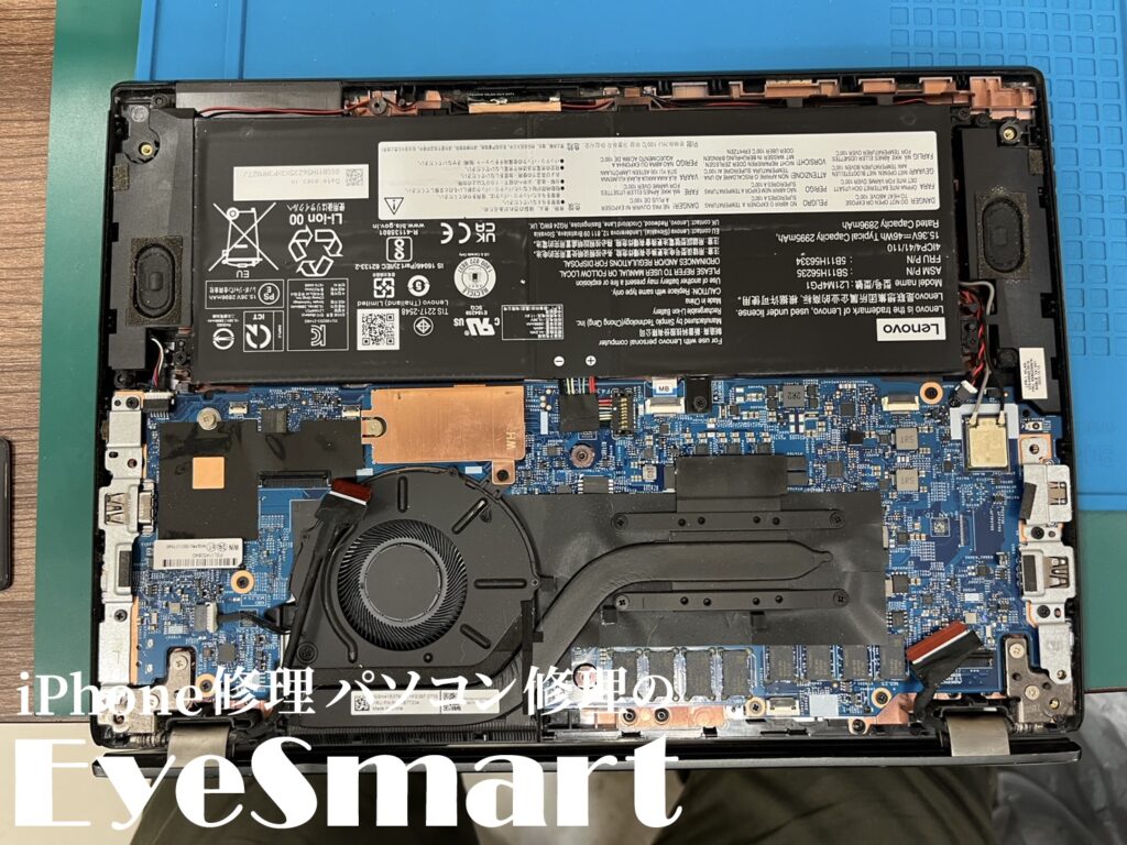 ThinkPad L13 Gen 4 背面パネルを取り外したところ